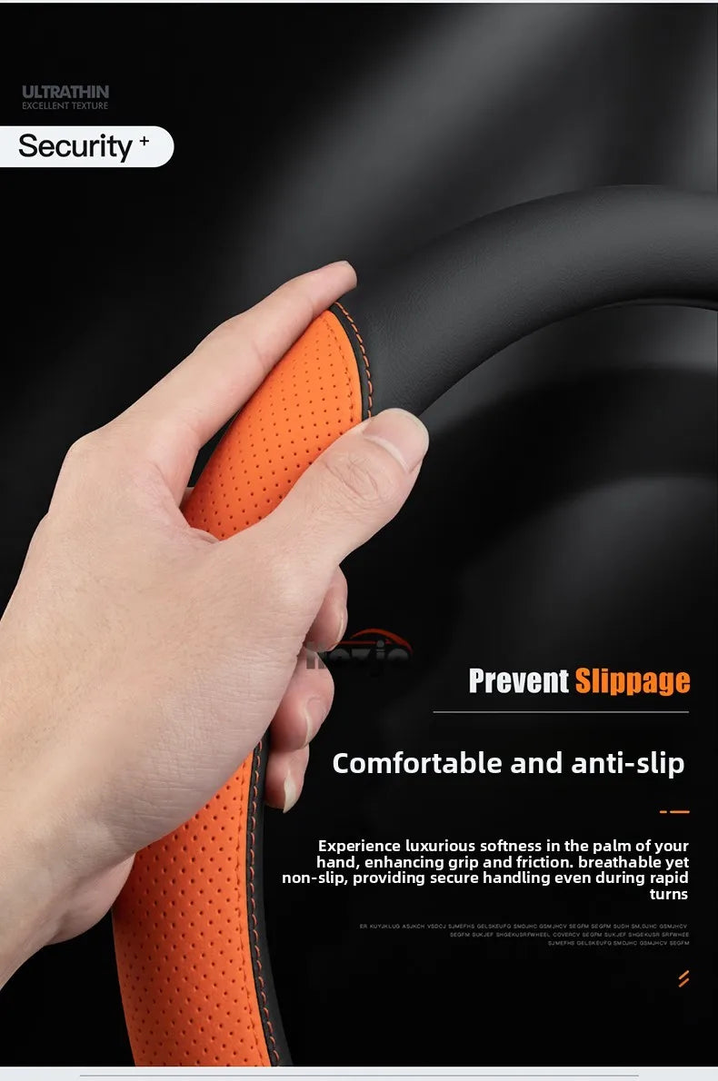 Premium Leather Steering Wheel Cover – Custom Fit Anti-Slip Grip for Select 2022–2026 Models - Delicate Leather