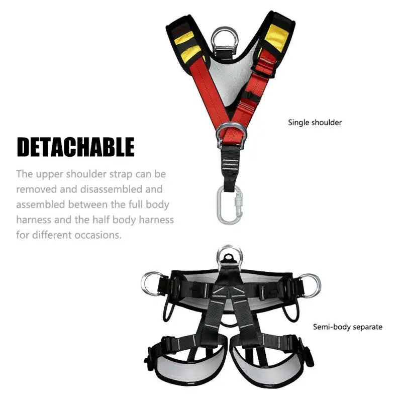Advanced Full-Body Climbing Harness - Premium Safety Belt for Mountaineering, Downhill, Aerial Work, and Outdoor Rappelling - Durable Protection Equipment for Expansion Activities - Delicate Leather
