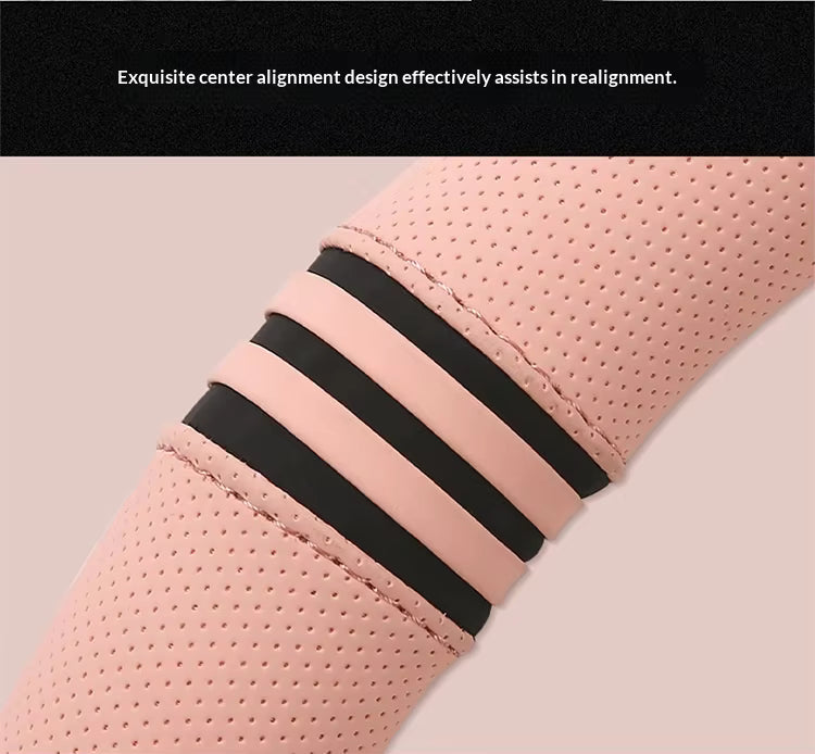 Color-Blocked Steering Wheel Cover – Universal 38cm Breathable Anti-Slip Summer Grip - Delicate Leather