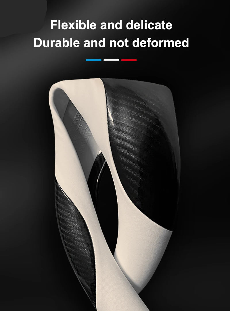 Car Steering Wheel Cover, Premium Anti-Slip Steering Wheel Cover – Carbon Fiber Leather, Interior Modification for All Car Accessories - Delicate Leather