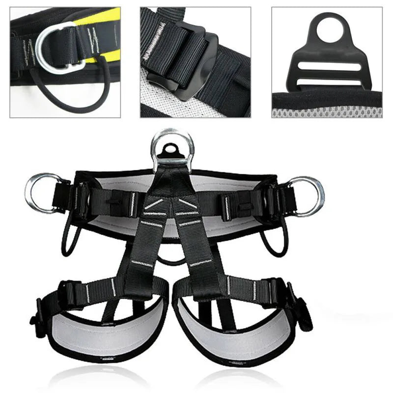 Advanced Full-Body Climbing Harness - Premium Safety Belt for Mountaineering, Downhill, Aerial Work, and Outdoor Rappelling - Durable Protection Equipment for Expansion Activities - Delicate Leather