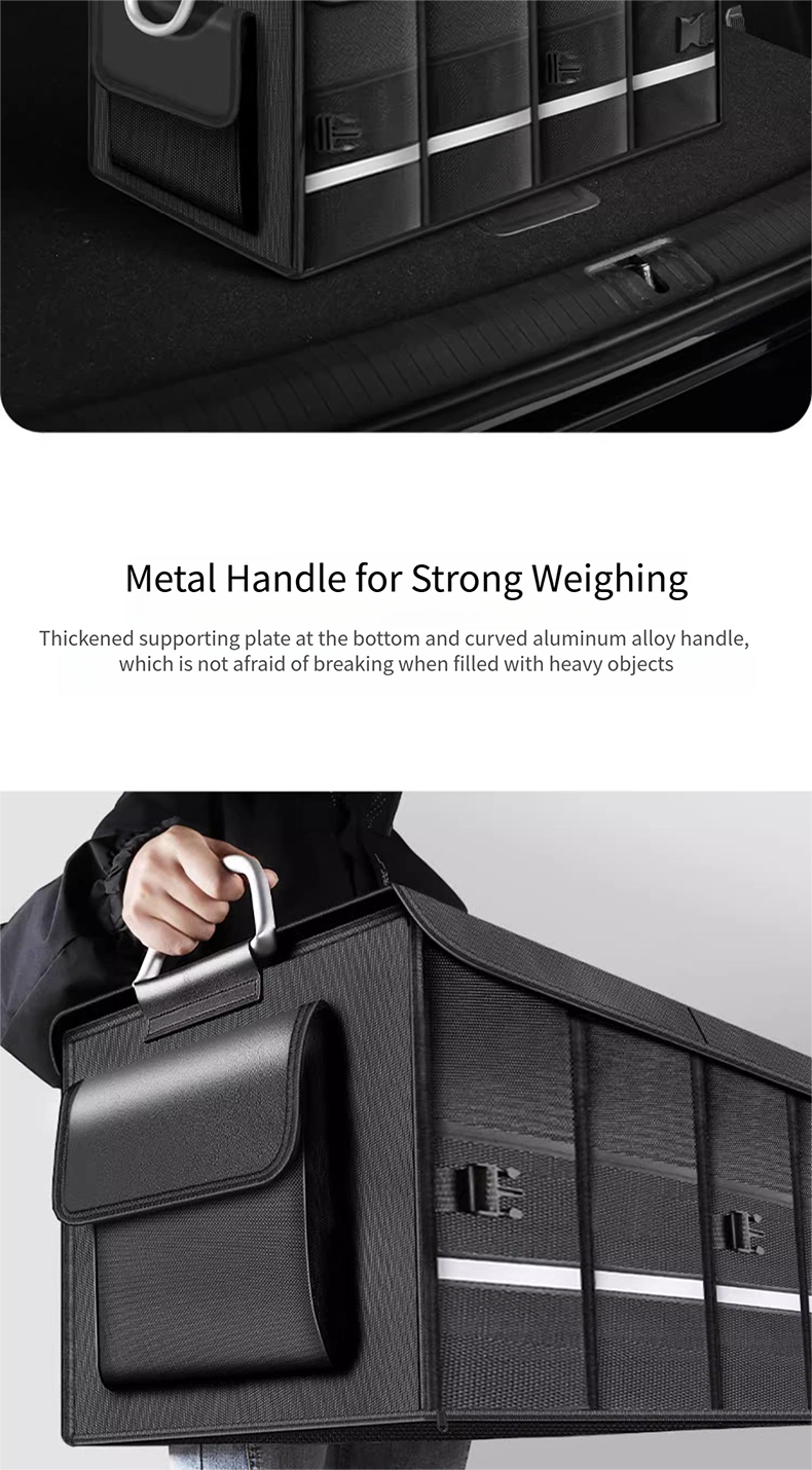 Big Trunk Organizer, Cargo Organizer SUV Trunk Storage Waterproof Collapsible Durable Multi Compartments VE12994 - Delicate Leather  