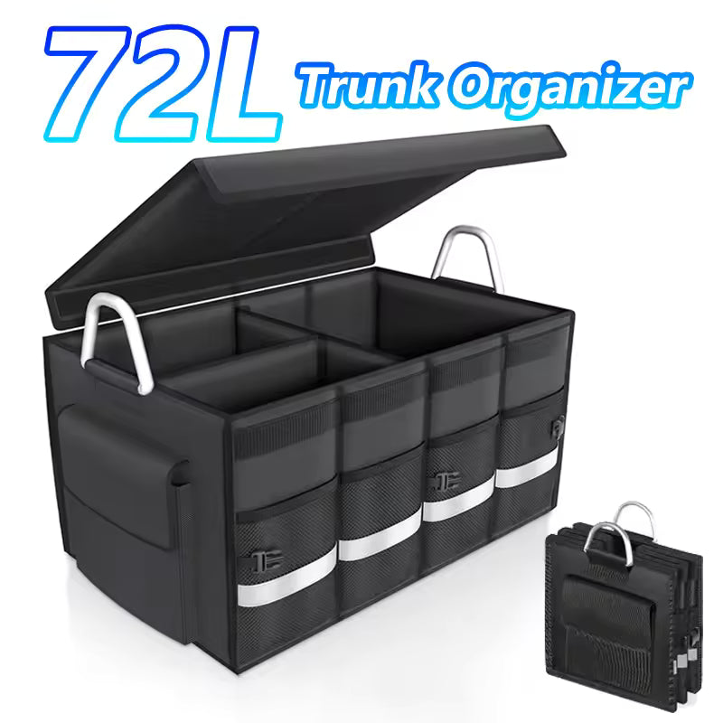 Big Trunk Organizer, Cargo Organizer SUV Trunk Storage Waterproof Collapsible Durable Multi Compartments VE12994 - Delicate Leather  