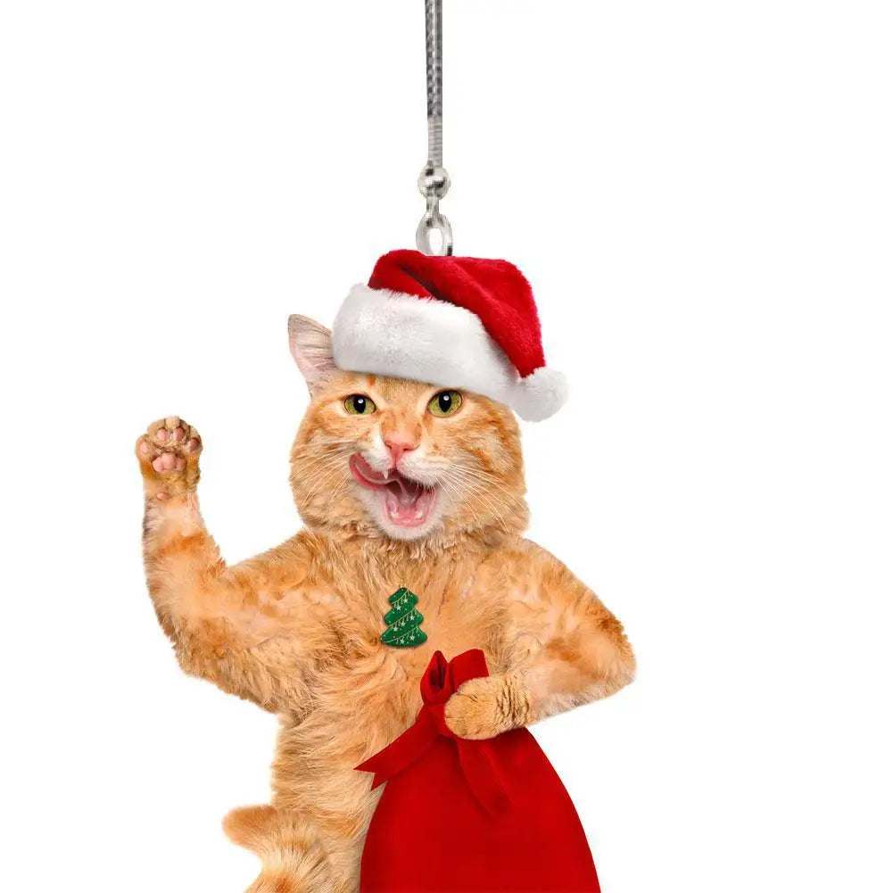 Creative Car Cat Puppy Pendant Car Christmas 2023 Pendant Decoration Car Hanging Ornament Cute Cat Puppy Pendant - Delicate Leather
