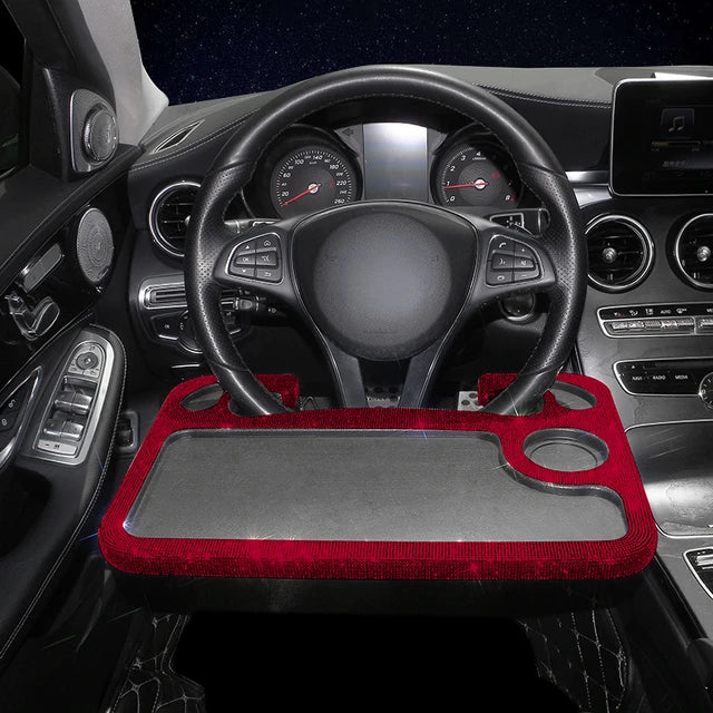 Bling Car Steering Wheel Desk - Multi-Function Portable Tray Table for Notebook, Laptop, and Dining