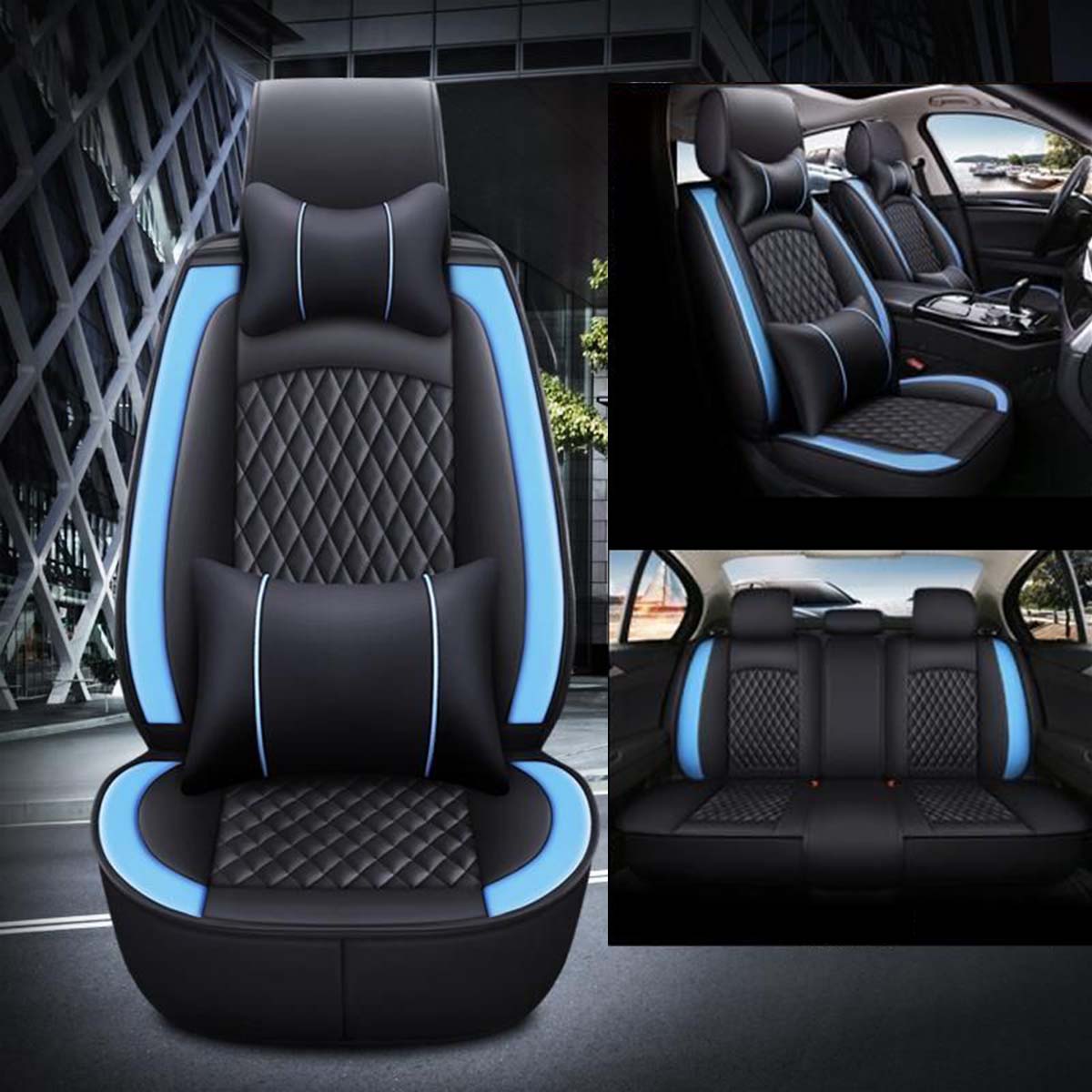 2 Car Seat Covers Full Set, Custom-Fit For Car, Waterproof Leather Front Rear Seat Automotive Protection Cushions, Car Accessories DLRL211