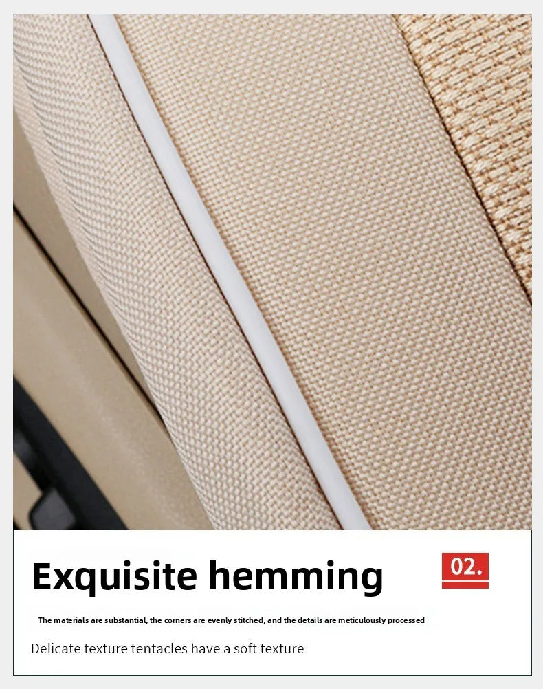 Flax Car Seat Cushion – Breathable Universal Seat Cover for Cars & SUVs - Delicate Leather  