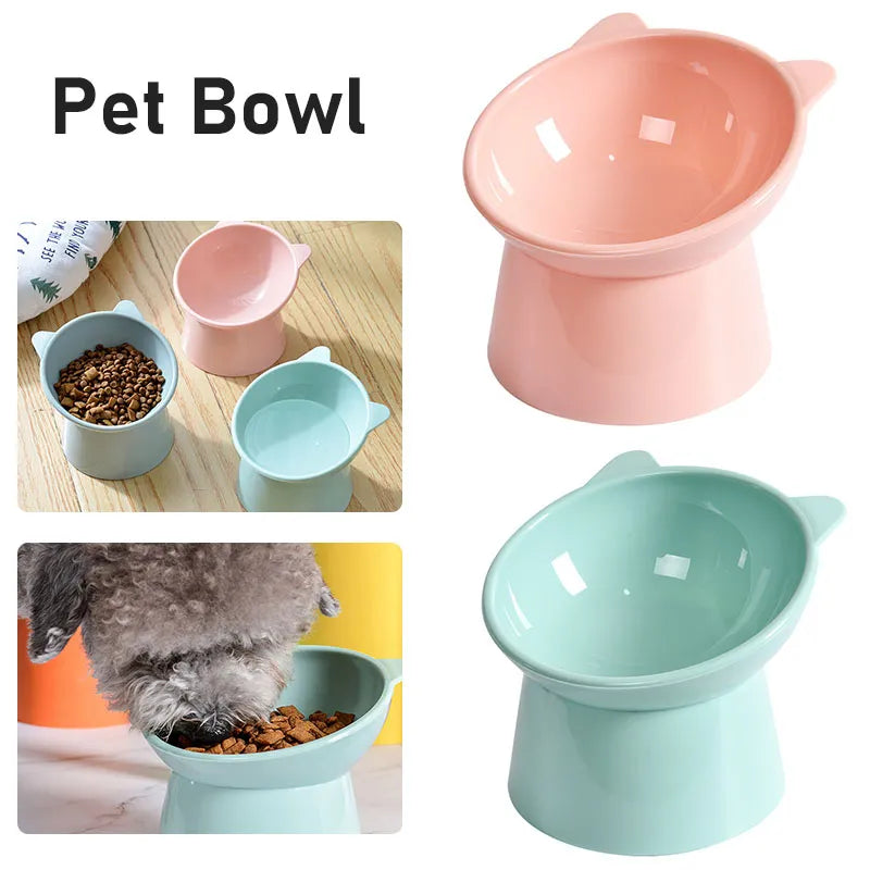 2023 New Cat Bowl High Foot Dog Bowl 45°Neck Protector Cat Pet Food Water Bowl Pet Feeding Cup Pet Feeder Bowl - Delicate Leather