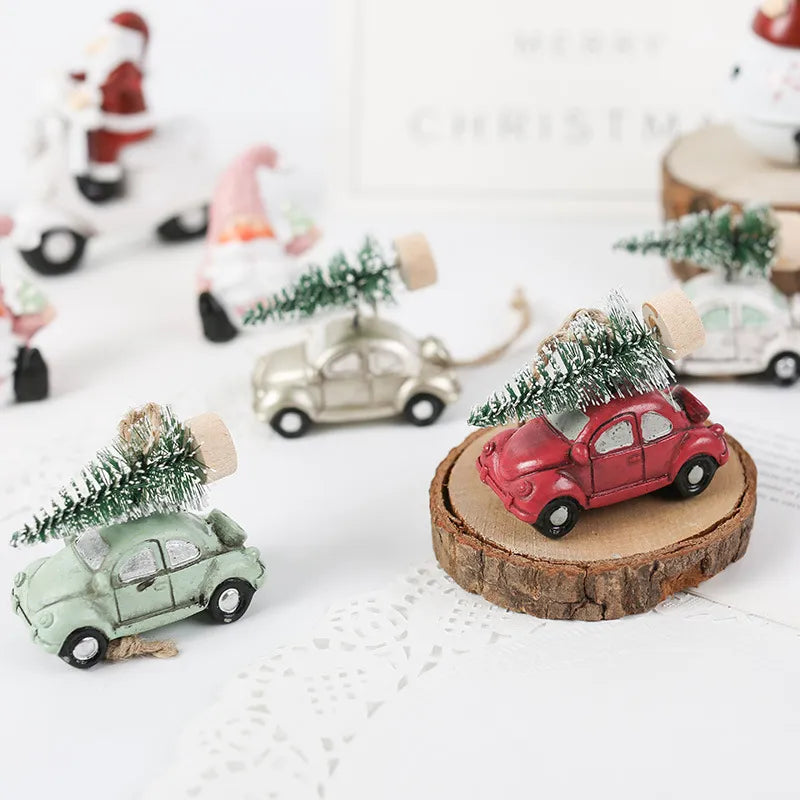 Christmas Car With Tree Ornaments Xmas Tree Hanging Pendant for Home Christmas Party Decoration Kids Gift Navidad New Year 2024 - Delicate Leather