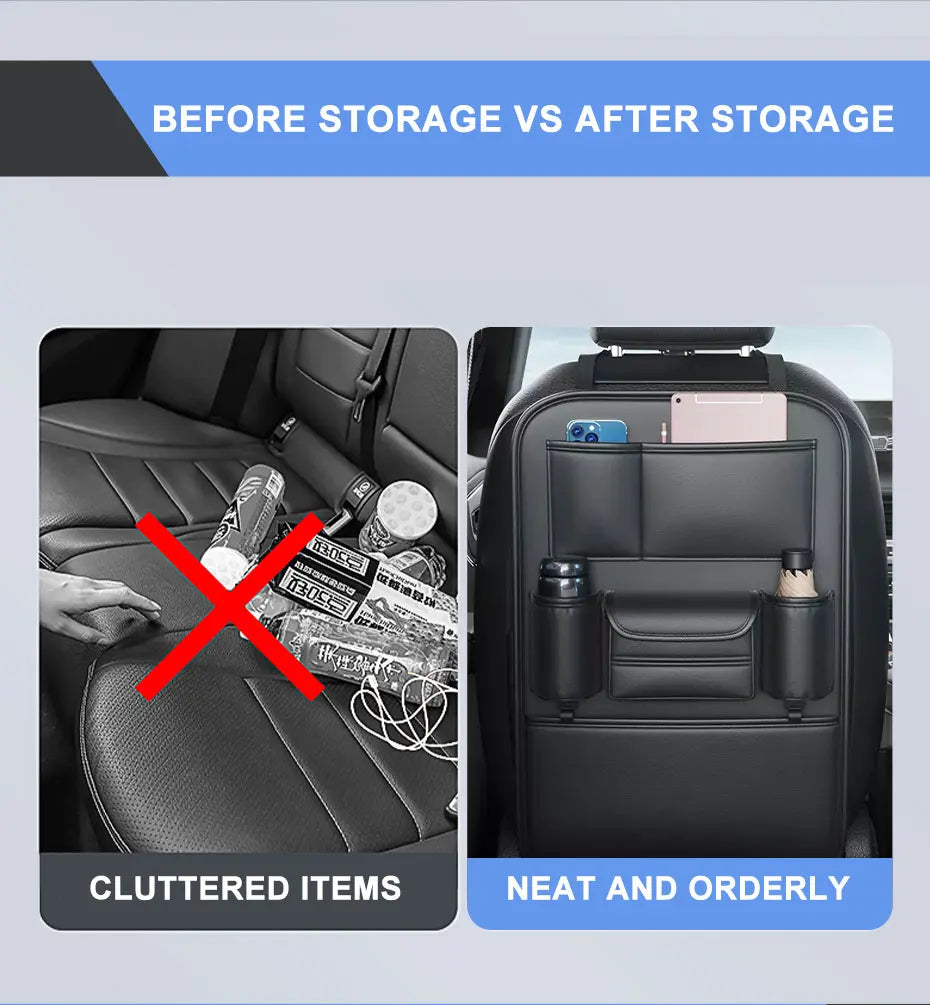 Car Seat Back Storage Bag - Multifunctional Anti-Kick Mats and Large Capacity Organizer Protector Pad, Custom Fit For Your Cars, Car Accessories