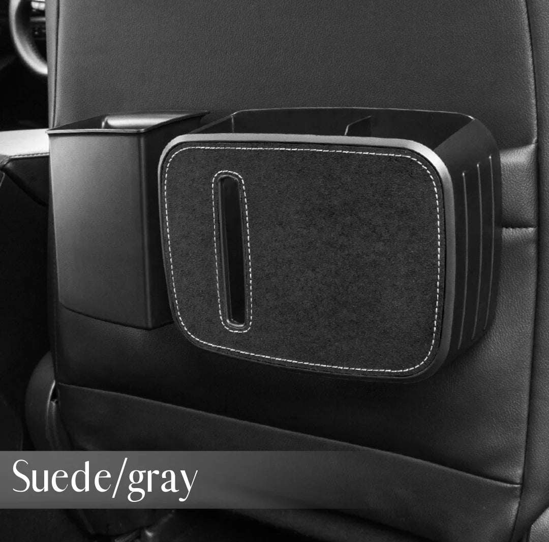 Car Seat Back Organizer Leather Rear Row Storage Box With Hook Cup Holder Universal Stuff Holder Trash Cans Interior Accessories