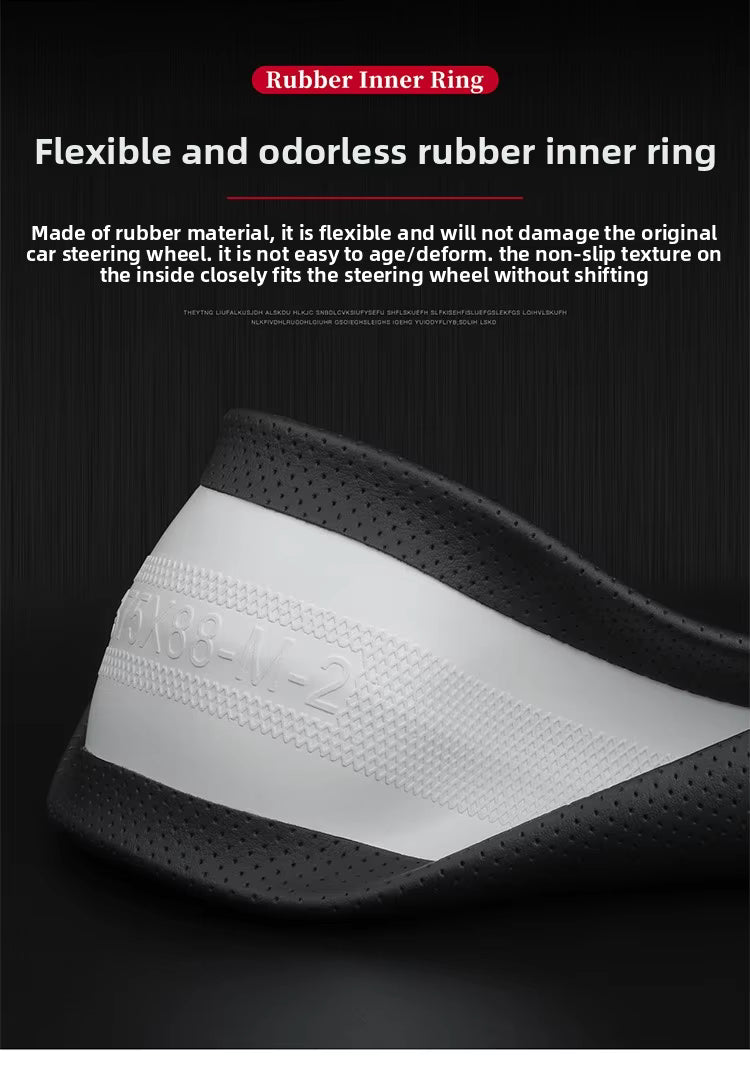 Ultra-Thin Nappa Leather Steering Wheel Cover – Universal Anti-Slip All-Season Grip - Delicate Leather  