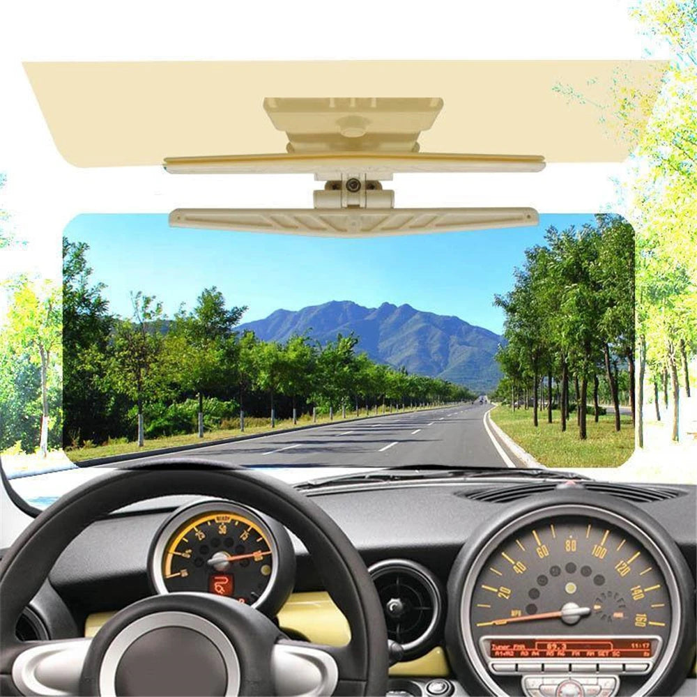 2 in 1 Car Sun Visor HD Goggle: Day and Night Anti-UV Anti-Dazzle Sun Block Sunshade - Rotatable Clear Driving Mirror