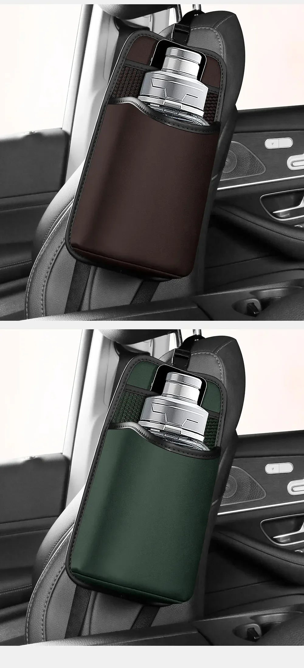 Car Seat Side Storage Bag - Multi-Pocket Drink Holder Pocket Styling Organizer Card Ticket Holder Nappa Leather Auto Accessories