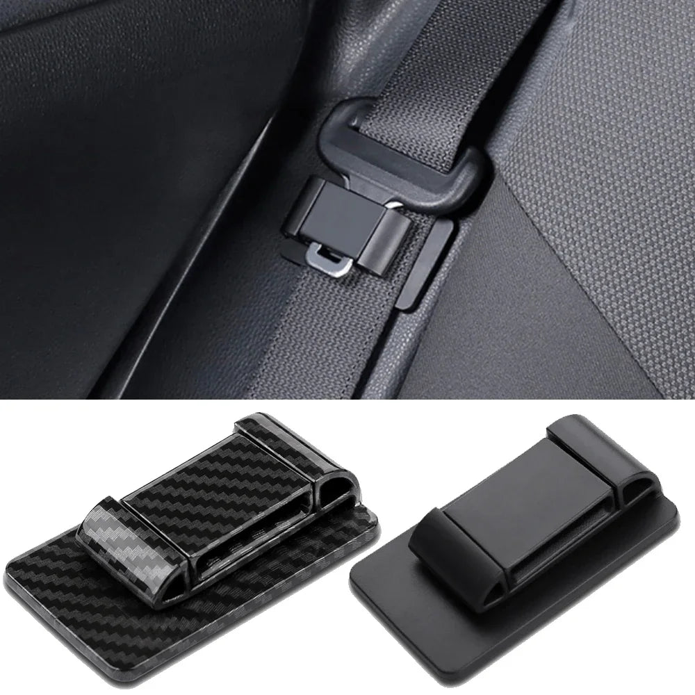 Car Seat Belt Limiter Buckle Stopper - Self-Adhesive Fixed Clip Buckle Safety Belt Adjusting Clip - 2 Pack