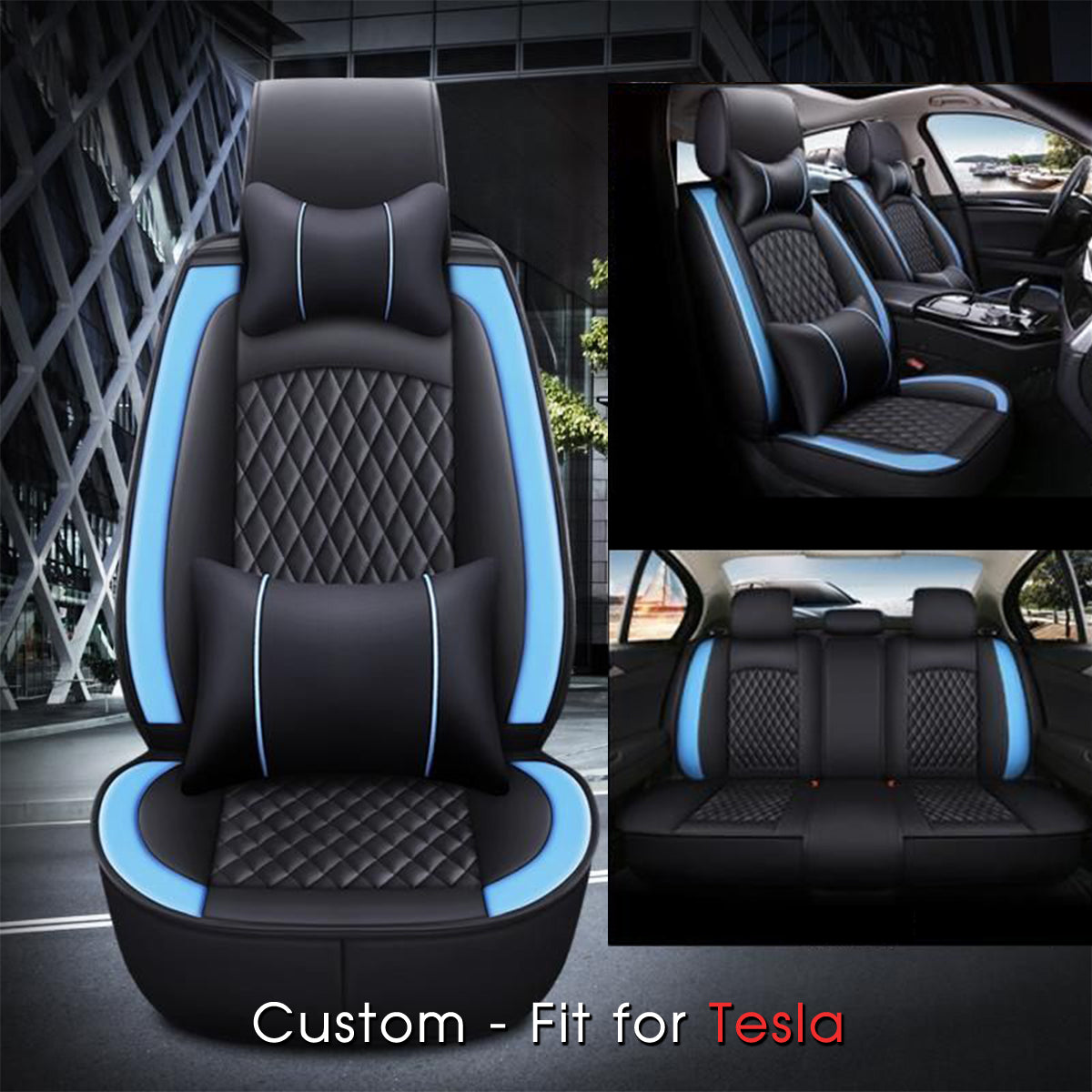 2 Car Seat Covers Full Set, Custom-Fit For Car, Waterproof Leather Front Rear Seat Automotive Protection Cushions, Car Accessories DLTY211