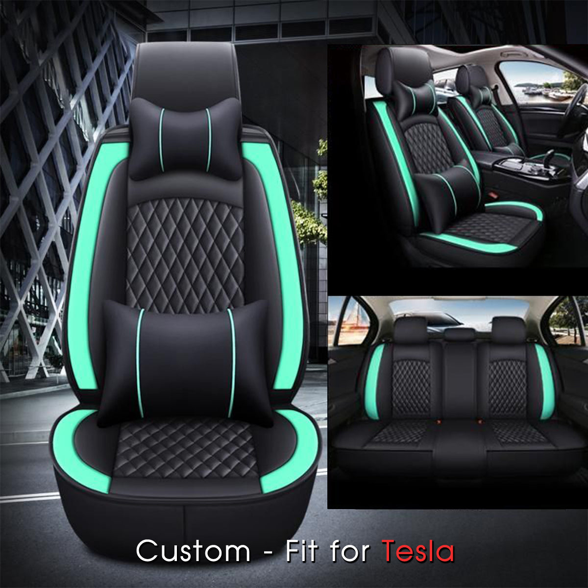 2 Car Seat Covers Full Set, Custom-Fit For Car, Waterproof Leather Front Rear Seat Automotive Protection Cushions, Car Accessories DLTY211