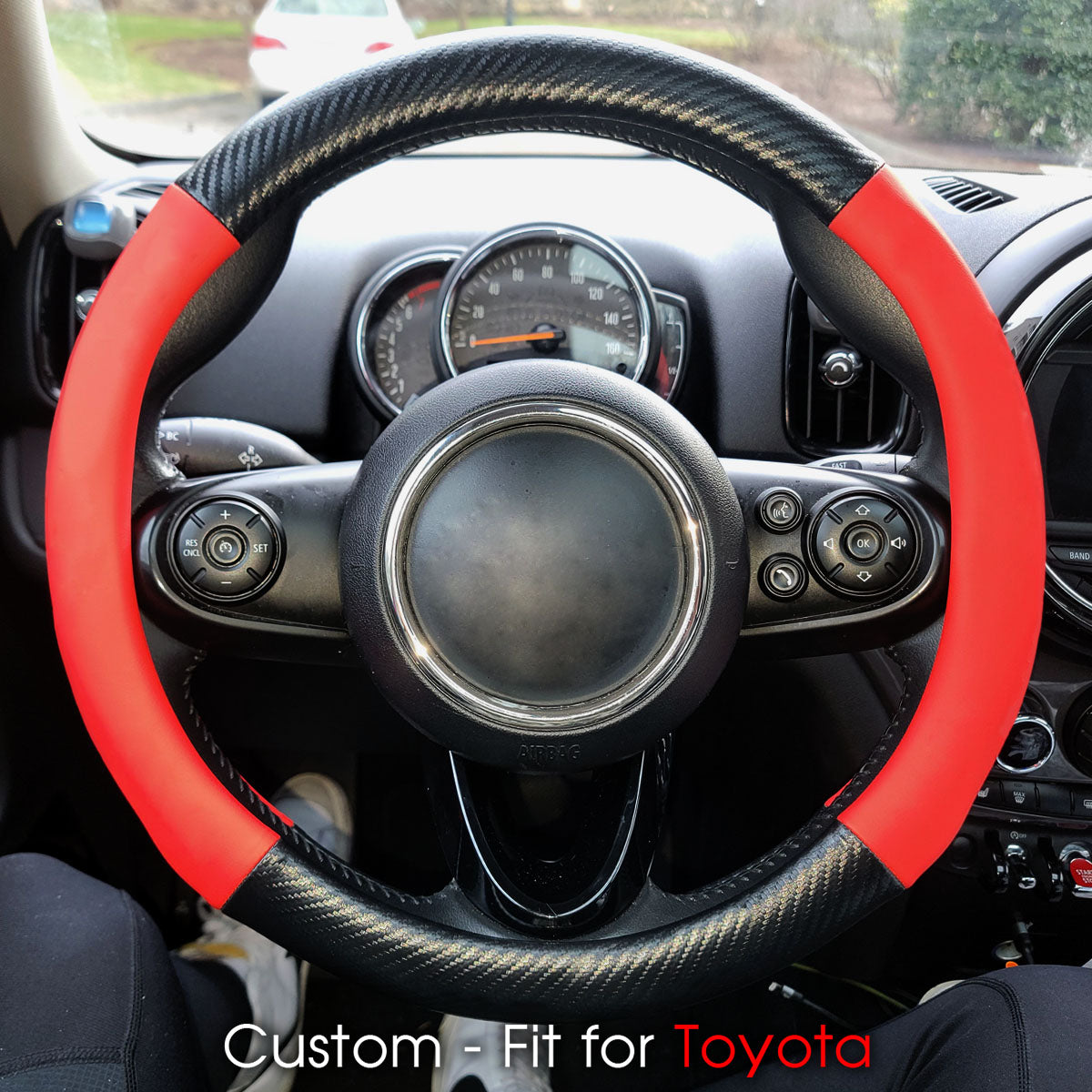 Car Steering Wheel Cover, Custom-Fit For Cars, Leather Nonslip 3D Carbon Fiber Texture Sport Style Wheel Cover for Women, Interior Modification for All Car Accessories DLPF225