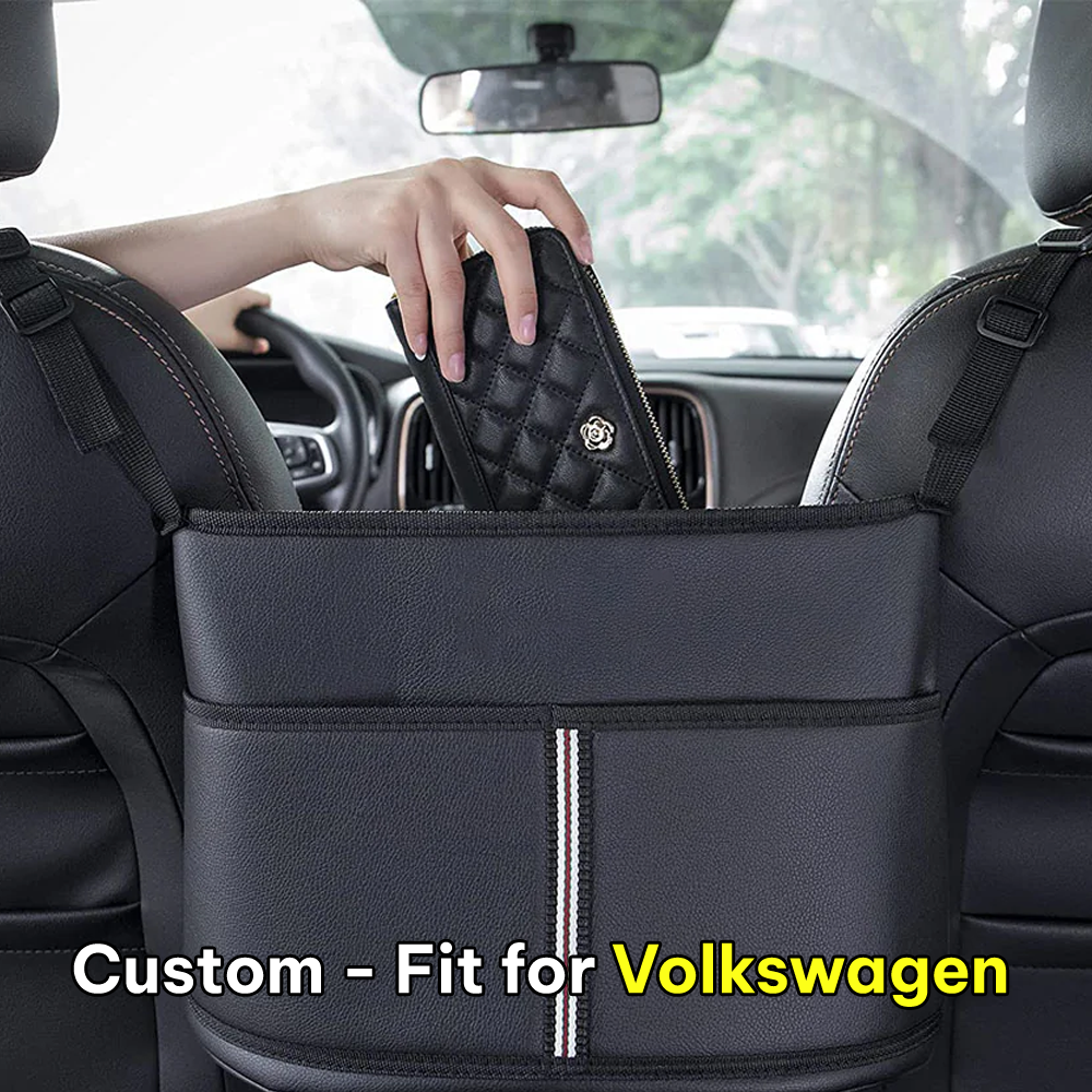 Car Purse Holder for Car Handbag Holder Between Seats Premium PU Leather, Custom Fit For Car, Hanging Car Purse Storage Pocket Back Seat Pet Barrier DLMY223