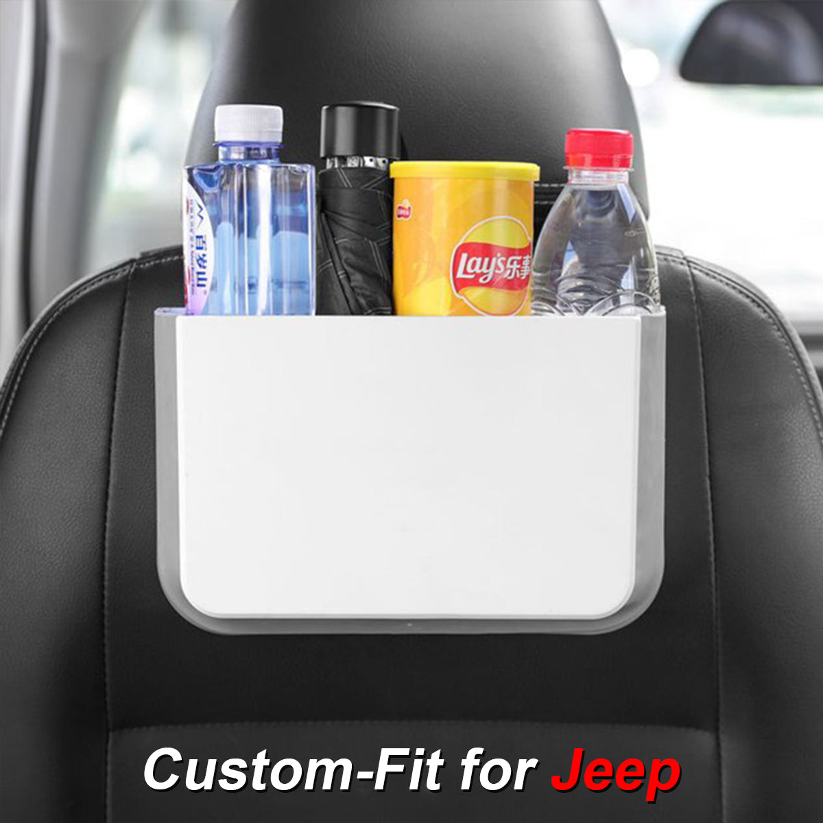 Hanging Waterproof Car Trash can-Foldable, Custom-Fit For Car, Waterproof, Equipped with Cup Holders and Trays DLJE251