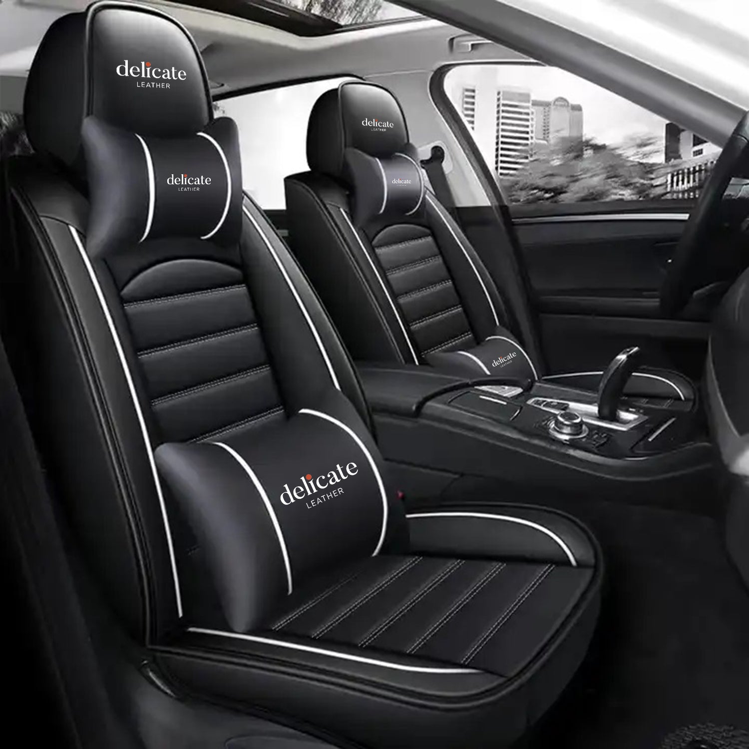 Delicate Leather Car Seat Cover Luxury Leather Car Seat Cover Custom Universal 5pcs Car Seat Cover Set Leather Full Set Universal - Delicate Leather
