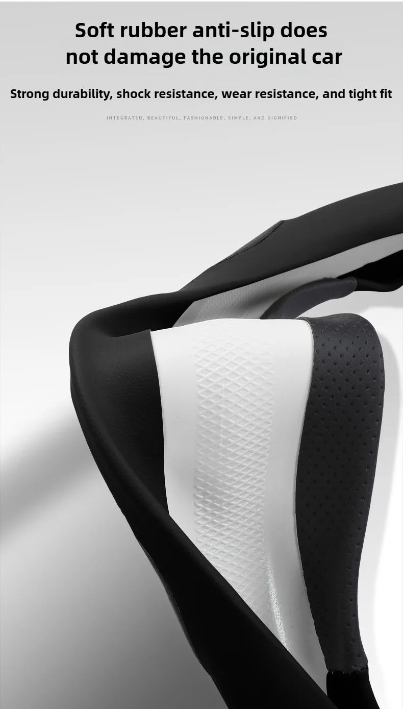 Universal PU Leather Steering Wheel Cover – Non-Slip 38cm O/D Type, Breathable All-Season Design - Delicate Leather  