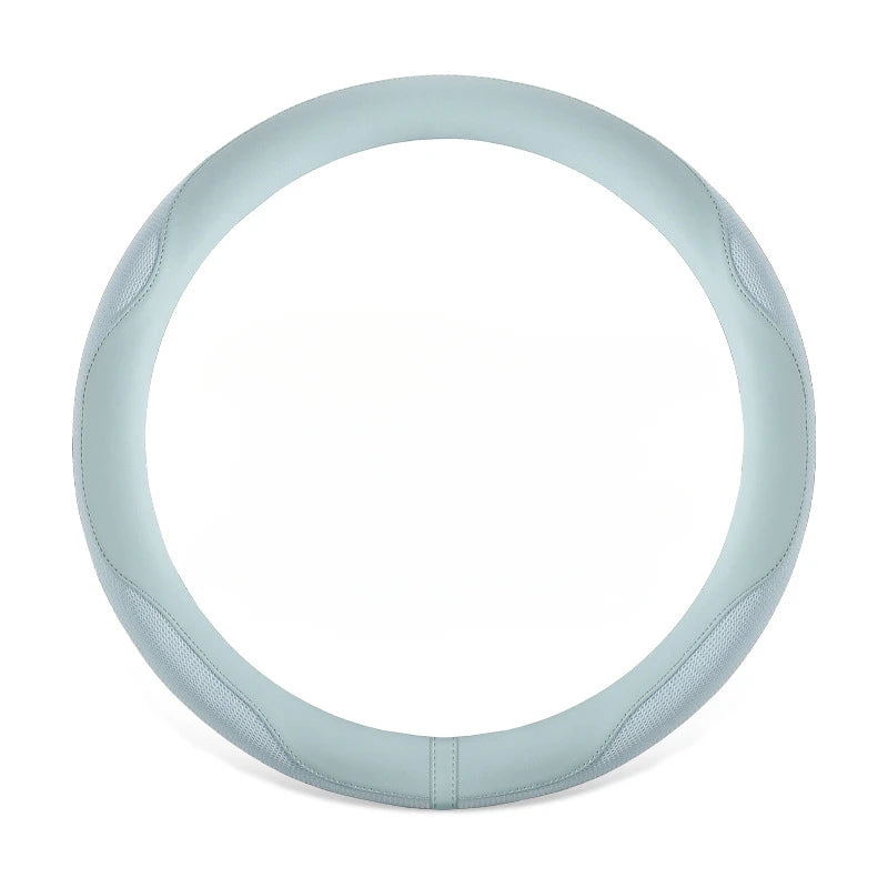 Summer Ice Silk Steering Wheel Cover – Breathable, Anti-Slip, Sweat-Absorbing Handle Set for All-Season Comfort - Delicate Leather  