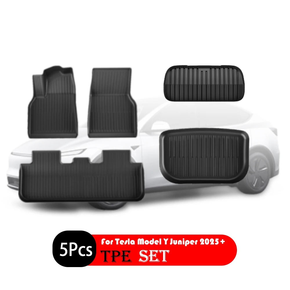 TPE Floor & Trunk Mats for Tesla Model Y Juniper 2025+ – Waterproof, All-Weather Car Accessories - Delicate Leather  