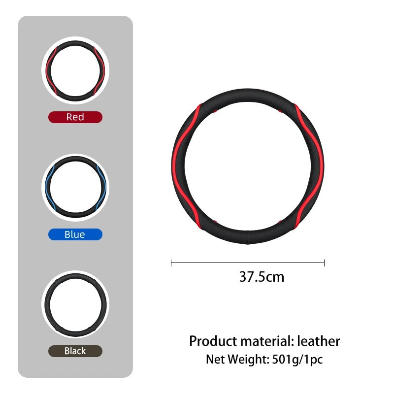 Leather Steering Wheel Cover – Universal Circular Protective Wheel Cover - Delicate Leather  