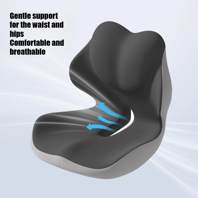 Memory Foam Seat Cushion with Integrated Backrest – Office Chair Support Cushion - Delicate Leather