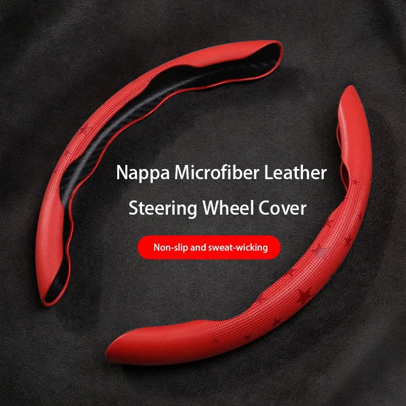 Universal Five-Point Star Steering Wheel Cover 38cm – Breathable Ultra-Thin Non-Slip Car Steering Wheel Protector - Delicate Leather