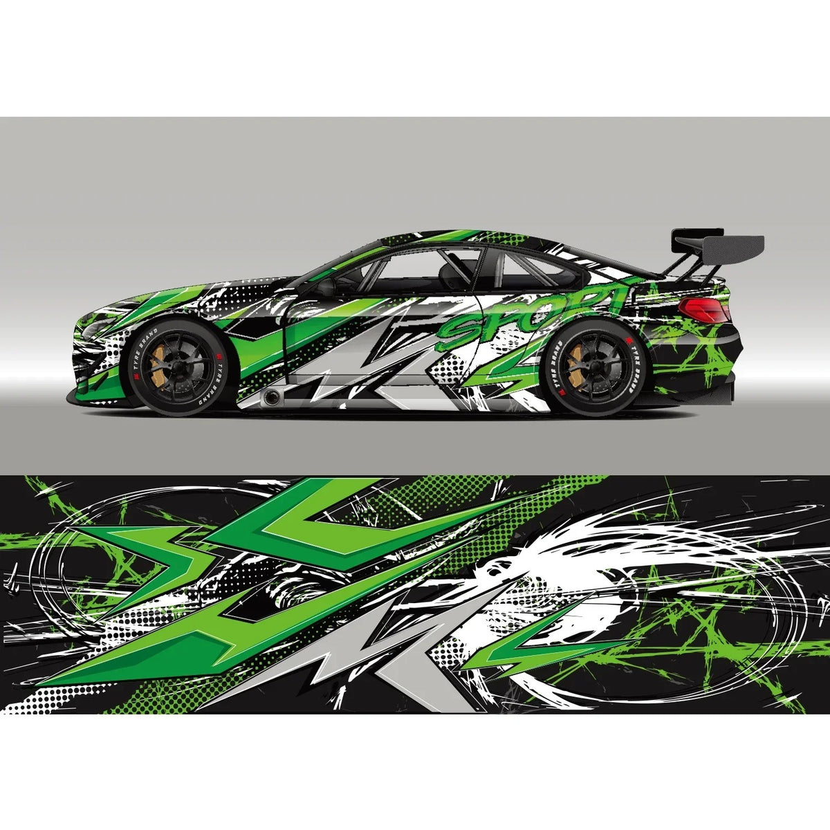 Racing Stripe Car Decal – Glossy PVC Vehicle Body Graphic Vinyl Wrap Sticker - Delicate Leather