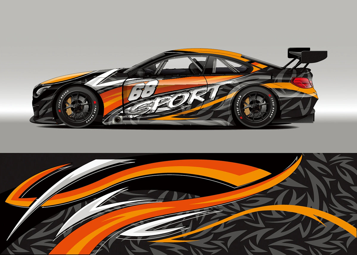 Color Stitching Car Body Decal – Camo Racing Graphic PVC Vinyl Wrap 300 × 60cm - Delicate Leather