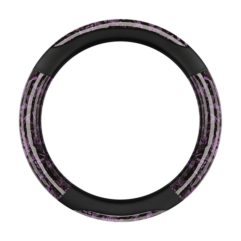 Carbon Fiber & Leather Steering Wheel Cover – 38CM Non-Slip Sport Grip O/D Shape - Delicate Leather
