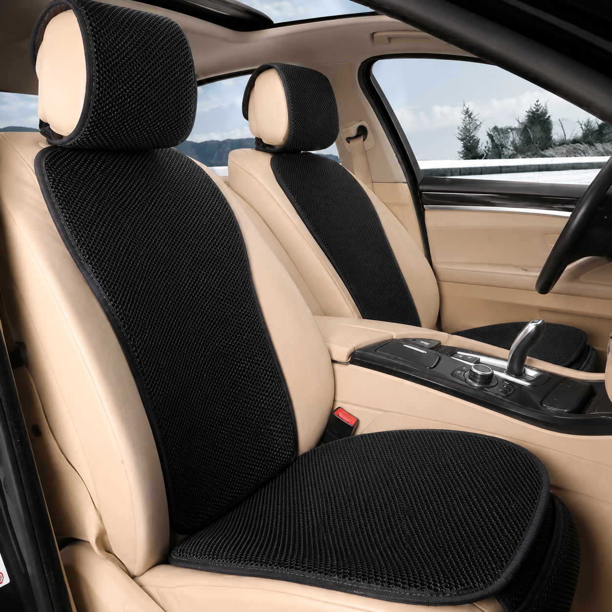 Ice Silk Car Seat Cushion – Universal Breathable Anti-Slip Cooling Seat Cover - Delicate Leather