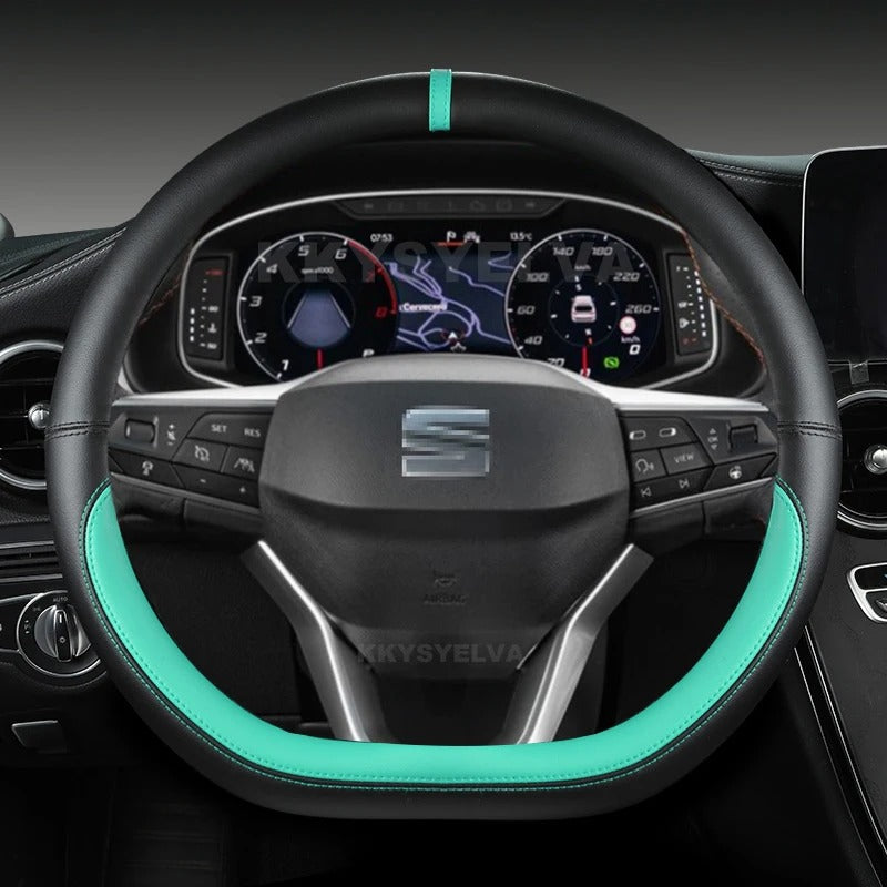 Universal D-Shape Steering Wheel Cover – 38CM Microfiber Leather, Multiple Colors - Delicate Leather  