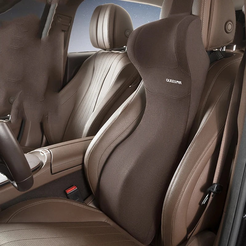 Memory Foam Car Lumbar Cushion – Integrated Seat Back Support Pillow - Delicate Leather