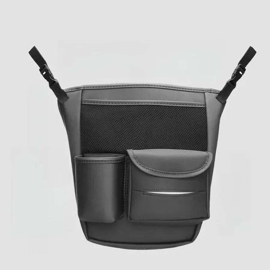 Car Seat Gap Hanging Organizer – Large-Capacity Storage Bag with Cup and Tissue Pockets, Universal Fit for Front Seats - Delicate Leather  