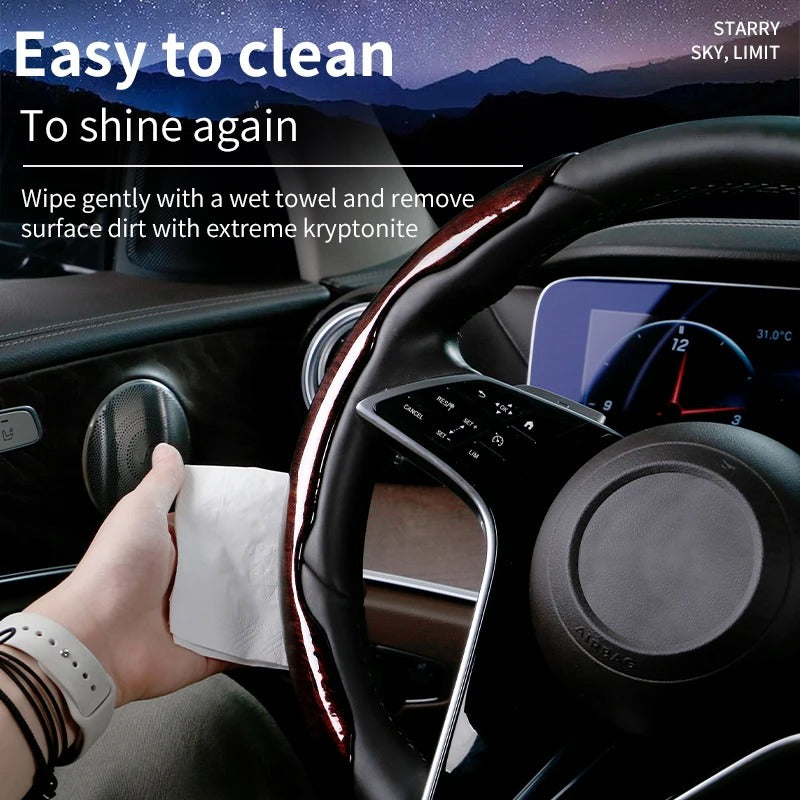 Starry Sky 38cm Steering Wheel Cover – Universal Breathable Non-Slip Ultra-Thin Car Steering Wheel Protector - Delicate Leather
