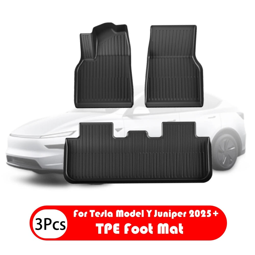 TPE Floor & Trunk Mats for Tesla Model Y Juniper 2025+ – Waterproof, All-Weather Car Accessories - Delicate Leather  