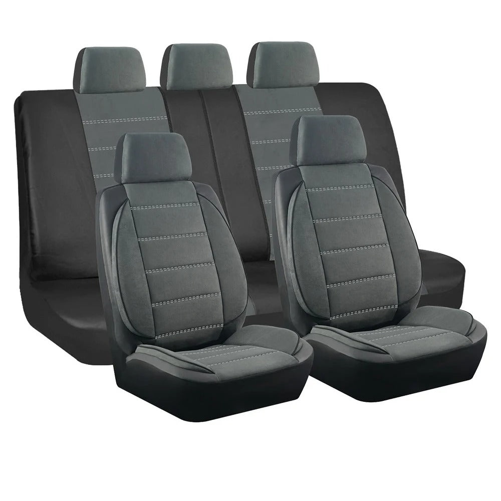 Universal Suede & Leather Car Seat Covers – Waterproof Full Set for Cars, SUVs, Trucks & Vans - Delicate Leather