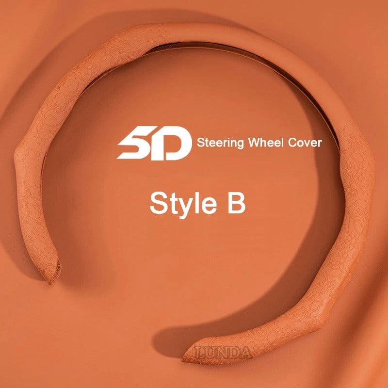 Leather Steering Wheel Cover – 38cm Universal Non-Slip Breathable Design for Cars and SUVs - Delicate Leather  