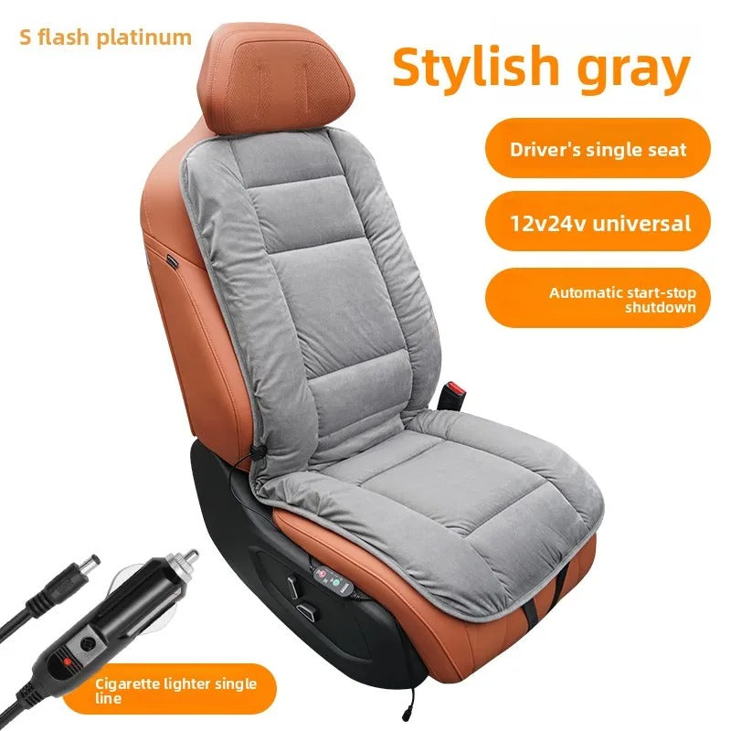 Universal Heated Car Seat Cushion – Plush Artificial Leather Warm Seat Cover for Car, SUV & Truck Winter Comfort - Delicate Leather