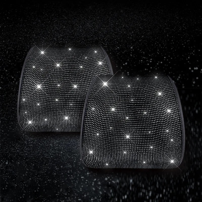 1PC Bling Car Seat Headrest Cover – Rhinestone Plush Headrest Cushion Protector Universal Auto Interior Accessory - Delicate Leather