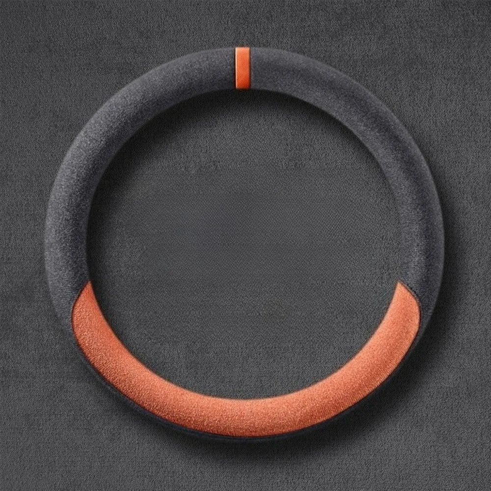 2PCS Suede Steering Wheel Cover – Non-Slip Breathable Comfort Grip, Universal Fit Interior Accessory - Delicate Leather  