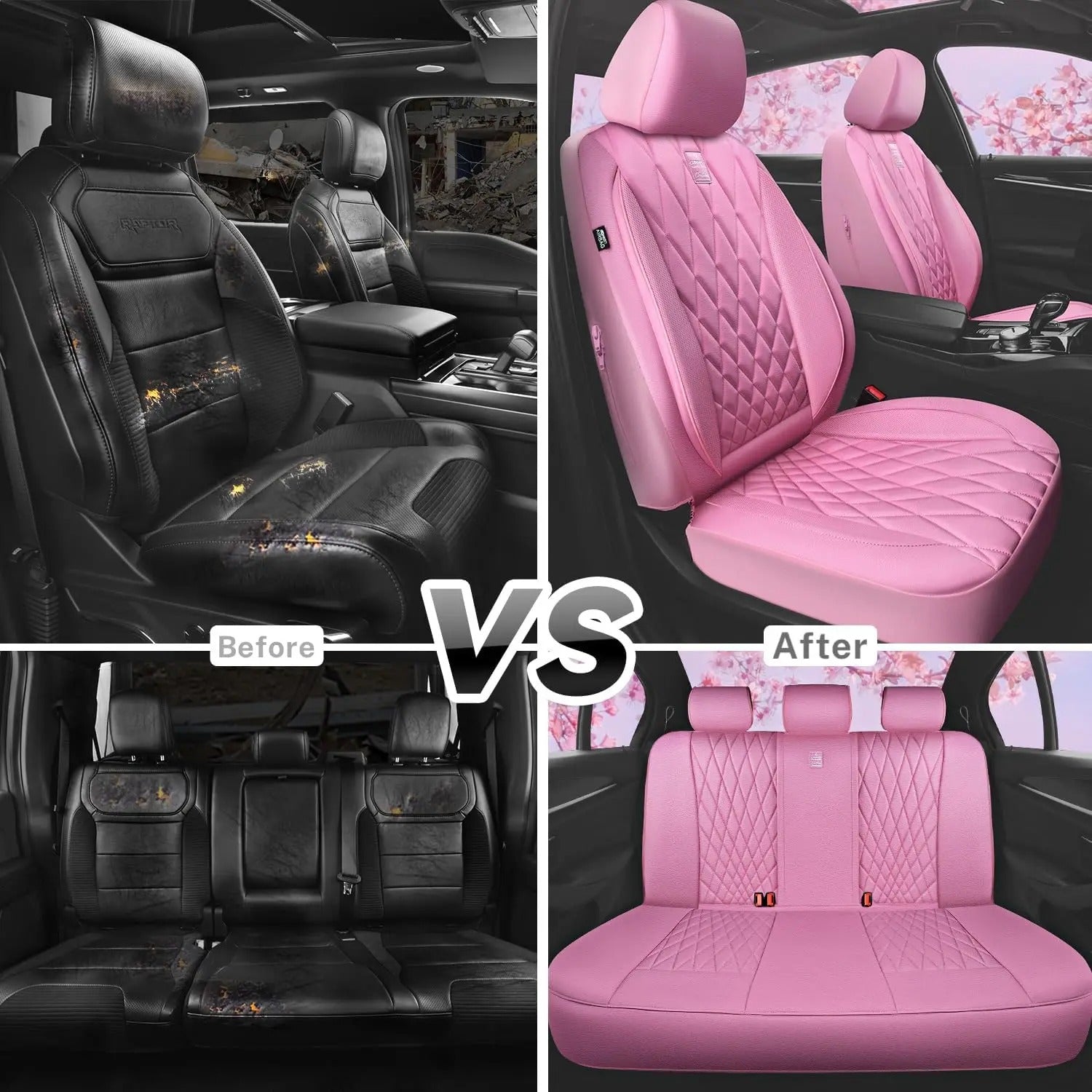 Luxury Leather Seat Covers – Universal Fit for SUVs, Vans, and Trucks - Delicate Leather  