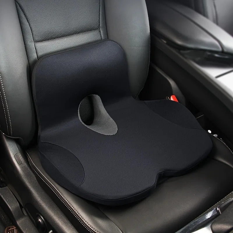 Ergonomic Memory Foam Seat Cushion for Office Chair & Car – Coccyx Support Back Cushion with Polyester Cover - Delicate Leather