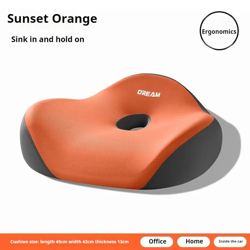 Memory Foam Office Chair Seat Cushion – Comfortable Donut Pillow with Washable Cover for Office, Home & Car - Delicate Leather