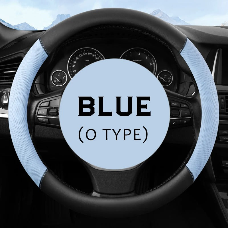 Universal 38CM PU Leather Steering Wheel Cover – Breathable Microfiber Design, 15-Inch Fit - Delicate Leather  