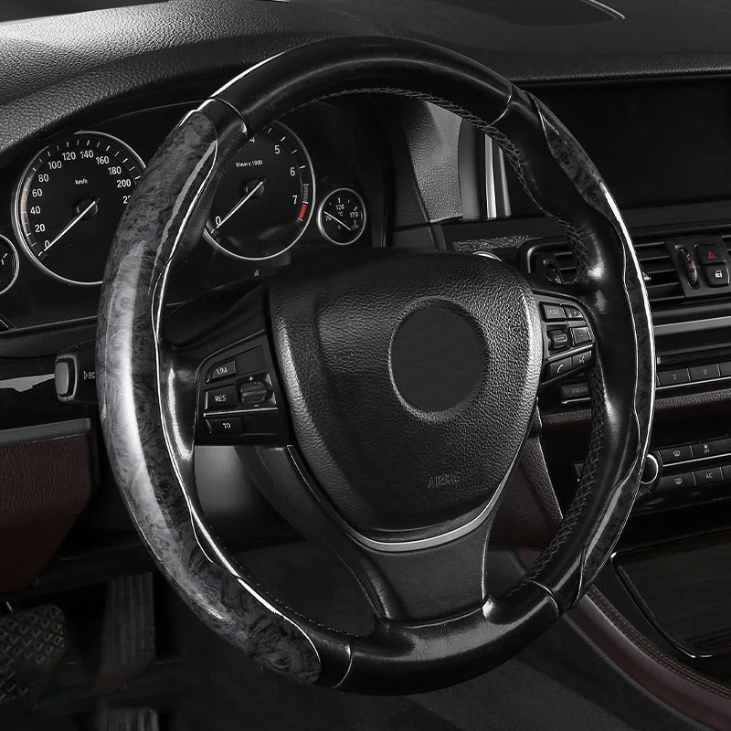 Universal Carbon Fiber Steering Wheel Cover – Lightweight Sport-Style Interior Grip - Delicate Leather